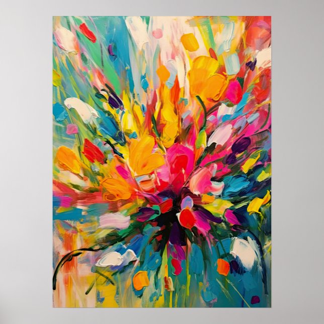 Abstrakt Blommigt Symphony Fine Art Poster (Framsidan)