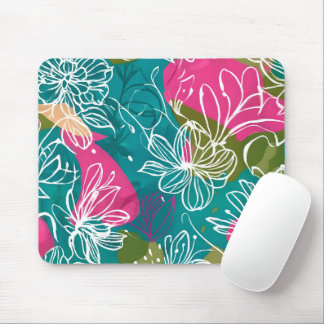 Abstrakt Blommigt Teal Rosa Office Mouse Pad Musmatta