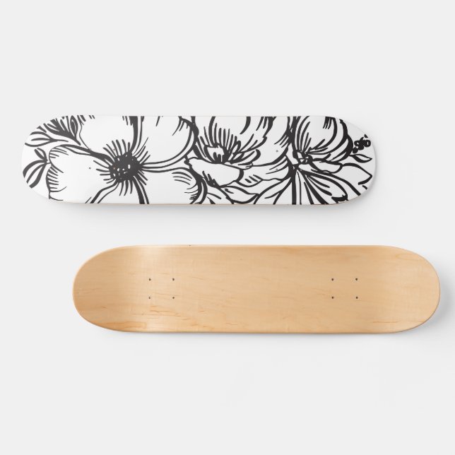 Abstrakt blommigt teckning mini skateboard bräda 18,5 cm (Horz)