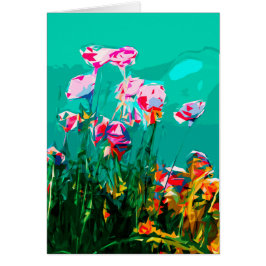 Abstrakt Blommigt turkos lila, rosa kort