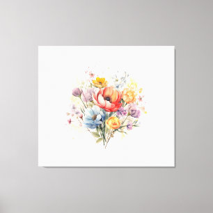 Abstrakt Blommigt Vattenfärgsfärgad Bouquet Canvastryck