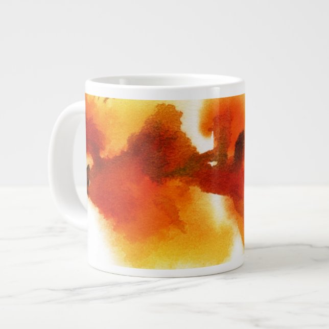 Abstrakt blommigt vattenfärgsfärger 2 jumbo mugg (Framsida vänster)
