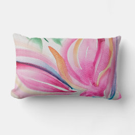 Abstrakt Blommigt VattenfärgsRosa Lumbarkudde