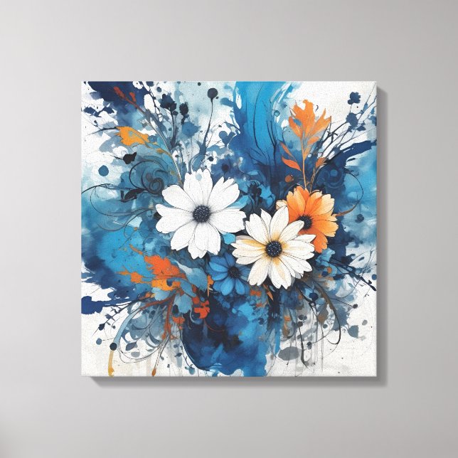 Abstrakt Blommigt - vattenfärgssprängning Canvastryck (Framsida)