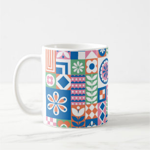 Abstrakt blommigt vintage mönster. Skandinavien o Kaffemugg