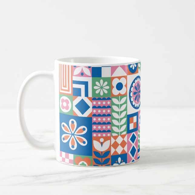 Abstrakt blommigt vintage mönster. Skandinavien oc Kaffemugg (Vänster)