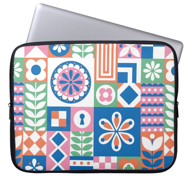 Abstrakt blommigt vintage mönster. Skandinavien oc Laptop Fodral (Framsidan)