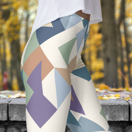 Abstrakt Blommigt White Mosaic Mönster Leggings