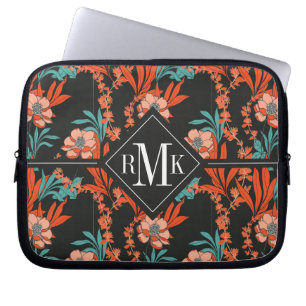 Abstrakt blommönster för orange laptop fodral