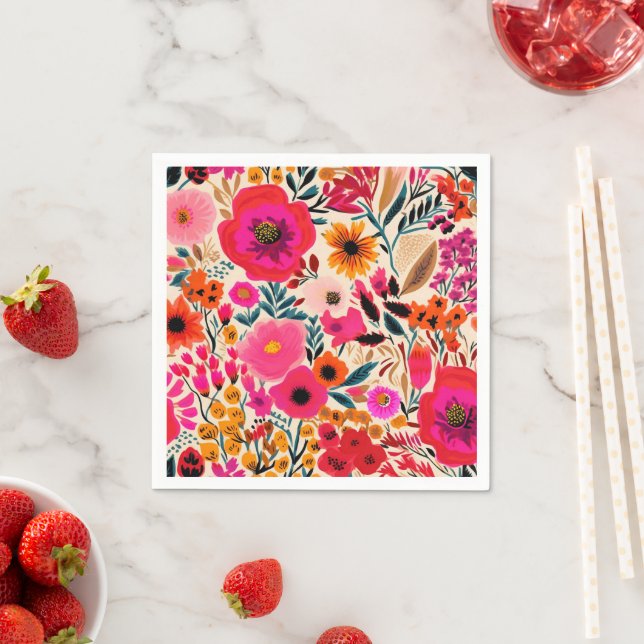Abstrakt blommönster för våren pappersservett (Insitu)