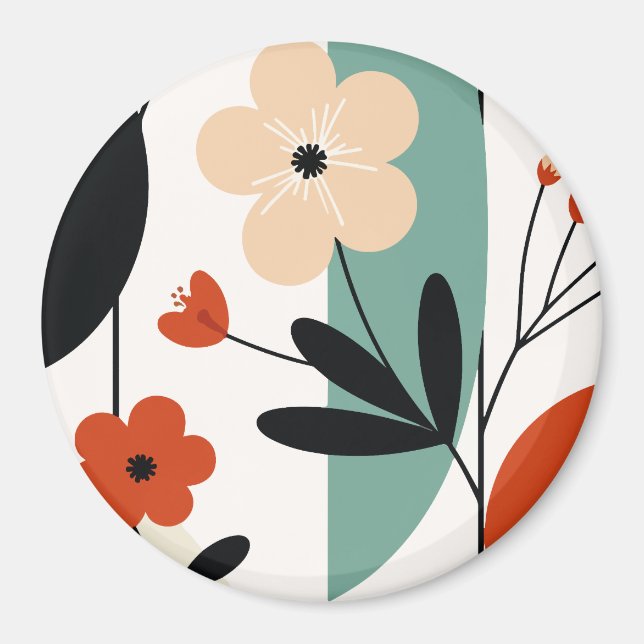 Abstrakt blommönster magnet (Framsidan)