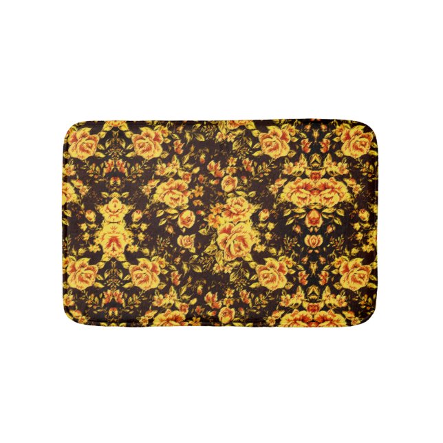 Abstrakt Blommönster med blommor från guld Badrumsmatta (Framsidan)