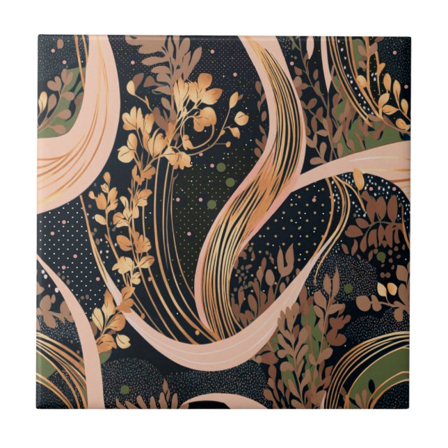 Abstrakt blommönster, polka dots, vinodling kakelplatta (Framsidan)