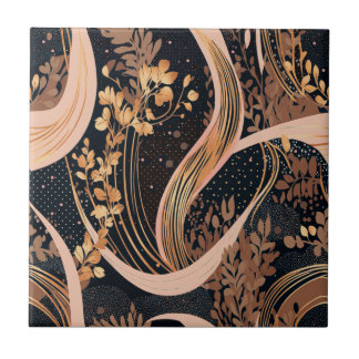 Abstrakt blommönster, polka dots, vinodling kakelplatta