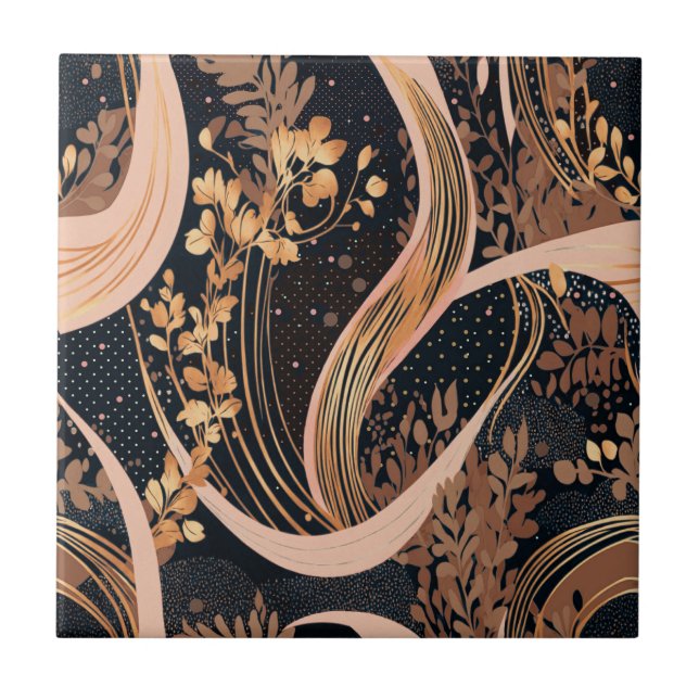 Abstrakt blommönster, polka dots, vinodling kakelplatta (Framsidan)