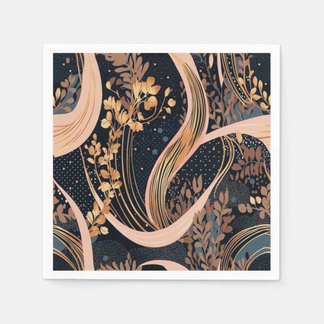 Abstrakt blommönster, polka dots, vinodling pappersservett (Framsidan)