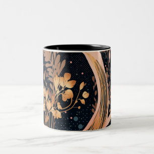 Abstrakt blommönster, polka dots, vinodling Två-Tonad mugg