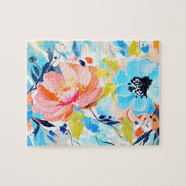 Abstrakt, blommönster pussel (Horisontell)