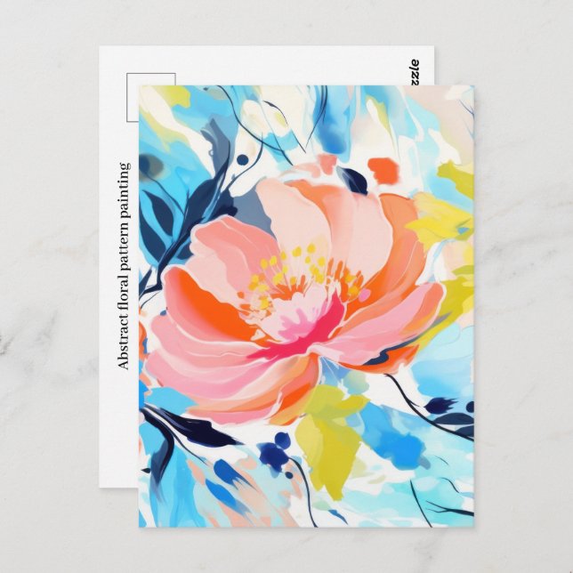 Abstrakt, blommönster vykort (Fram/baksida)