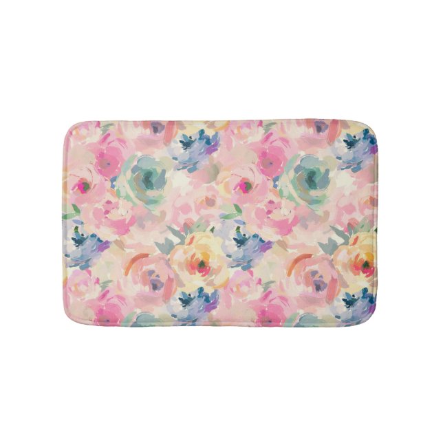 Abstrakt Blommönstret Färgfylld pastellblomma Badrumsmatta (Framsidan)