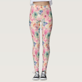 Abstrakt Blommönstret Färgfylld pastellblomma Leggings