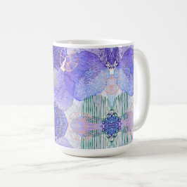 Abstrakt Blommor för lavender och Grönt Kaffemugg