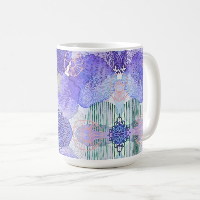 Abstrakt Blommor för lavender och Grönt Kaffemugg (Framsida höger)