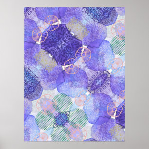 Abstrakt Blommor för lavender och Grönt Poster