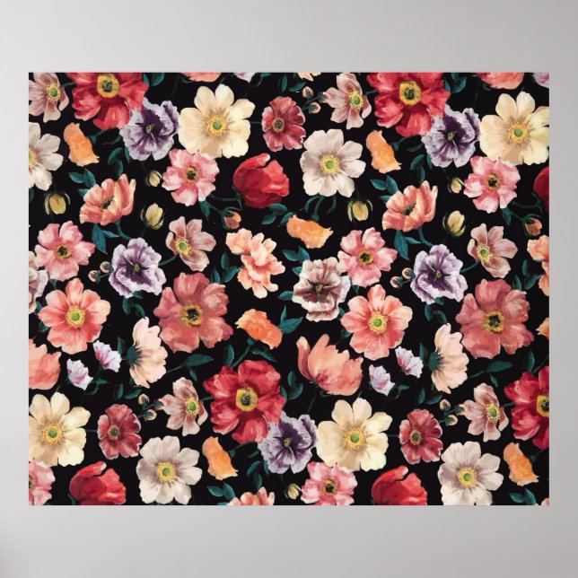abstrakt blommor fullt arrangemang, överallt poster (Framsidan)