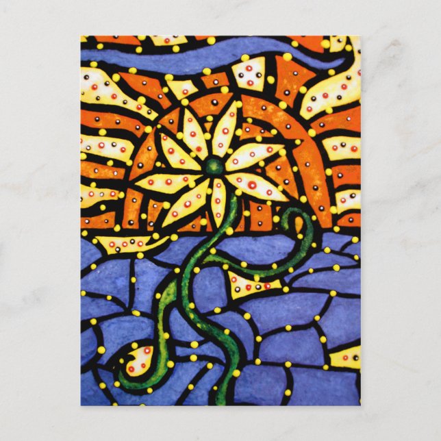 Abstrakt Blommor i färgat vykort för solnedgång (Framsida)