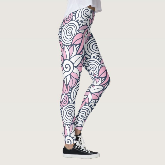 Abstrakt Blommor Mönster Leggings (Höger)