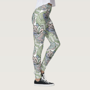 Abstrakt Blommor Mönster Leggings