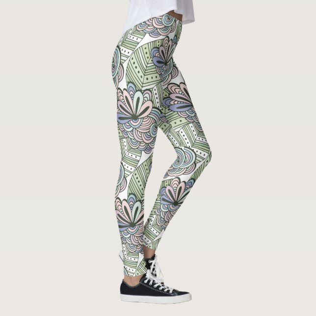 Abstrakt Blommor Mönster Leggings (Höger)