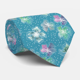 Abstrakt blommor på vackra ljusblå toner slips