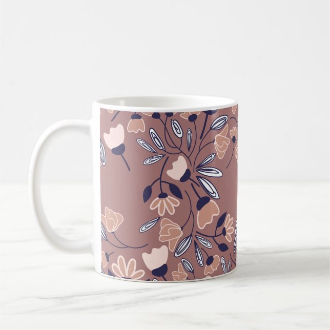 Abstrakt blommor sömlös mönster. Färgstark backgr Kaffemugg (Vänster)
