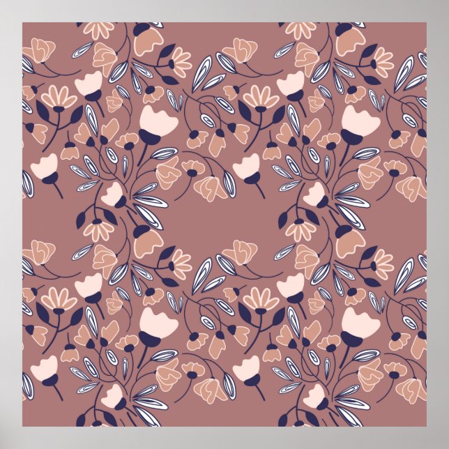 Abstrakt blommor sömlös mönster. Färgstark backgr Poster (Framsidan)