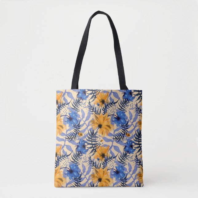 Abstrakt blommor, sömlös mönster tygkasse (Framsida)