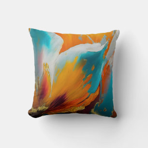 Abstrakt blomning i orange och teal kudde