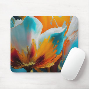 Abstrakt blomning i orange och teal musmatta