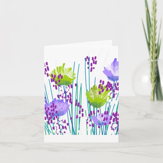 Abstrakt blomster botanisk tom anteckningskort (Framsida)