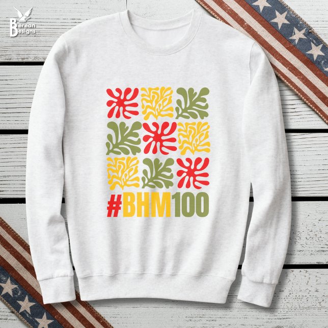 Abstrakt blomster Centenary Svarta historiemånaden T Shirt (BHM100 Black History Month Centennial Sweatshirt celebrating 100 Years with abstract floral design)