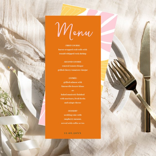 Abstrakt blomster gul & orange rosa mix och match meny (Abstract floral yellow & orange pink mix and match menu)