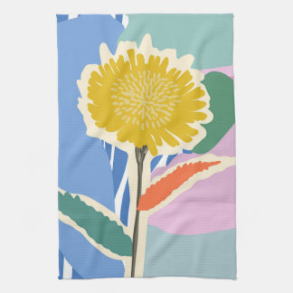 Abstrakt blomster maskros färgblock modern kökshandduk