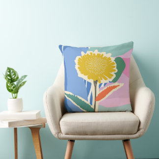 Abstrakt blomster maskros färgblock modern kudde