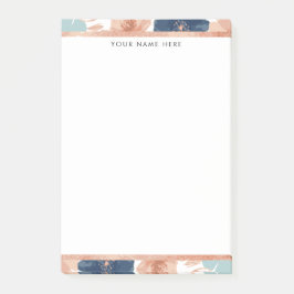 Abstrakt blomster med roséguldkanter post-it block