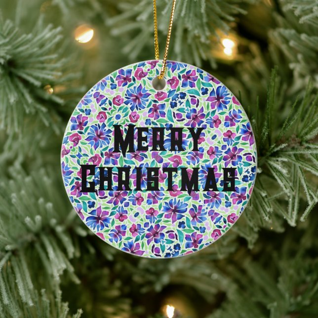 Abstrakt blomster Mönster - Keramisk Ornament (Träd)