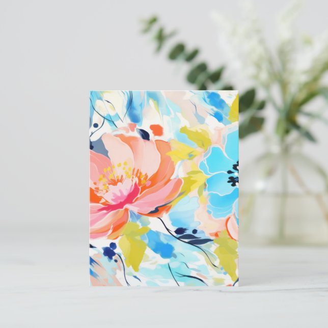Abstrakt blomster Mönster målning  Vykort (Stående Fram)