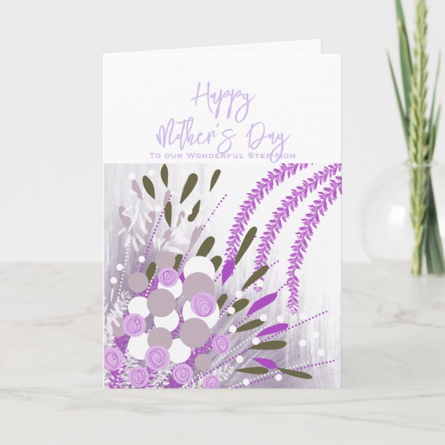 Abstrakt blomster Stepmor Mors dag-kort Tack Kort (Framsida)