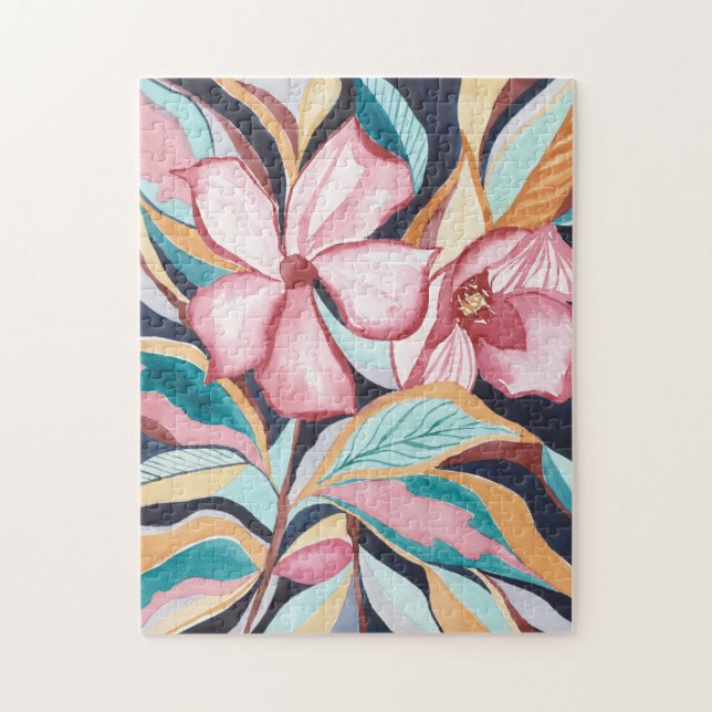 Abstrakt blomster vattenfärg konst pussel (Vertikal)