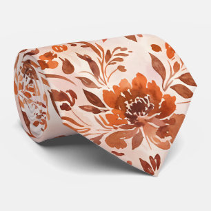 Abstrakt blomster vattenfärg mönster höstfärger slips
